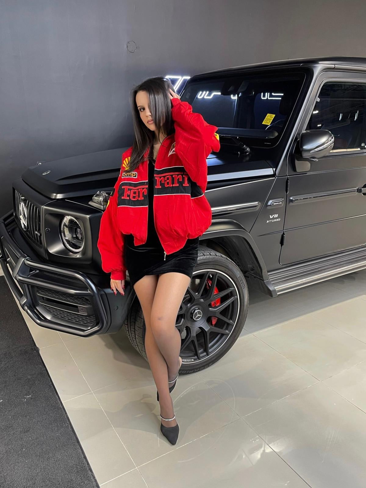 Red Ferrari Embroidered F1 Racing Jacket